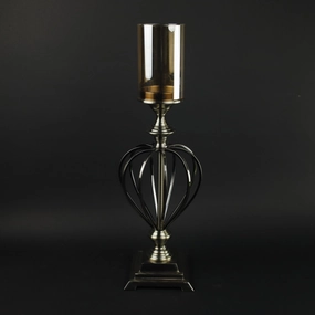 HHD10390 - L Pewter Globe Candle Holder Metal Home Decor collection