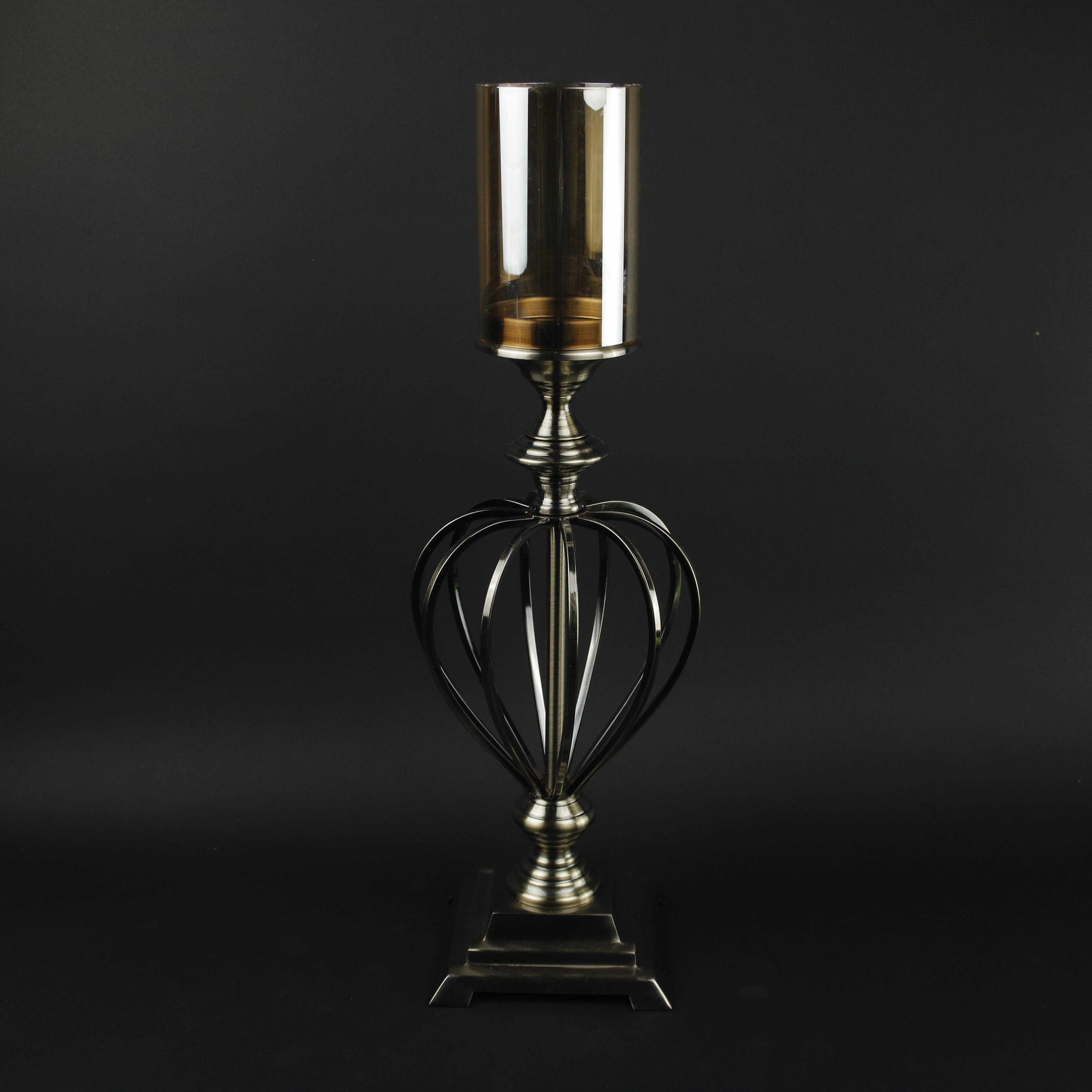 HHD10390 - L Pewter Globe Candle Holder Metal Home Decor collection