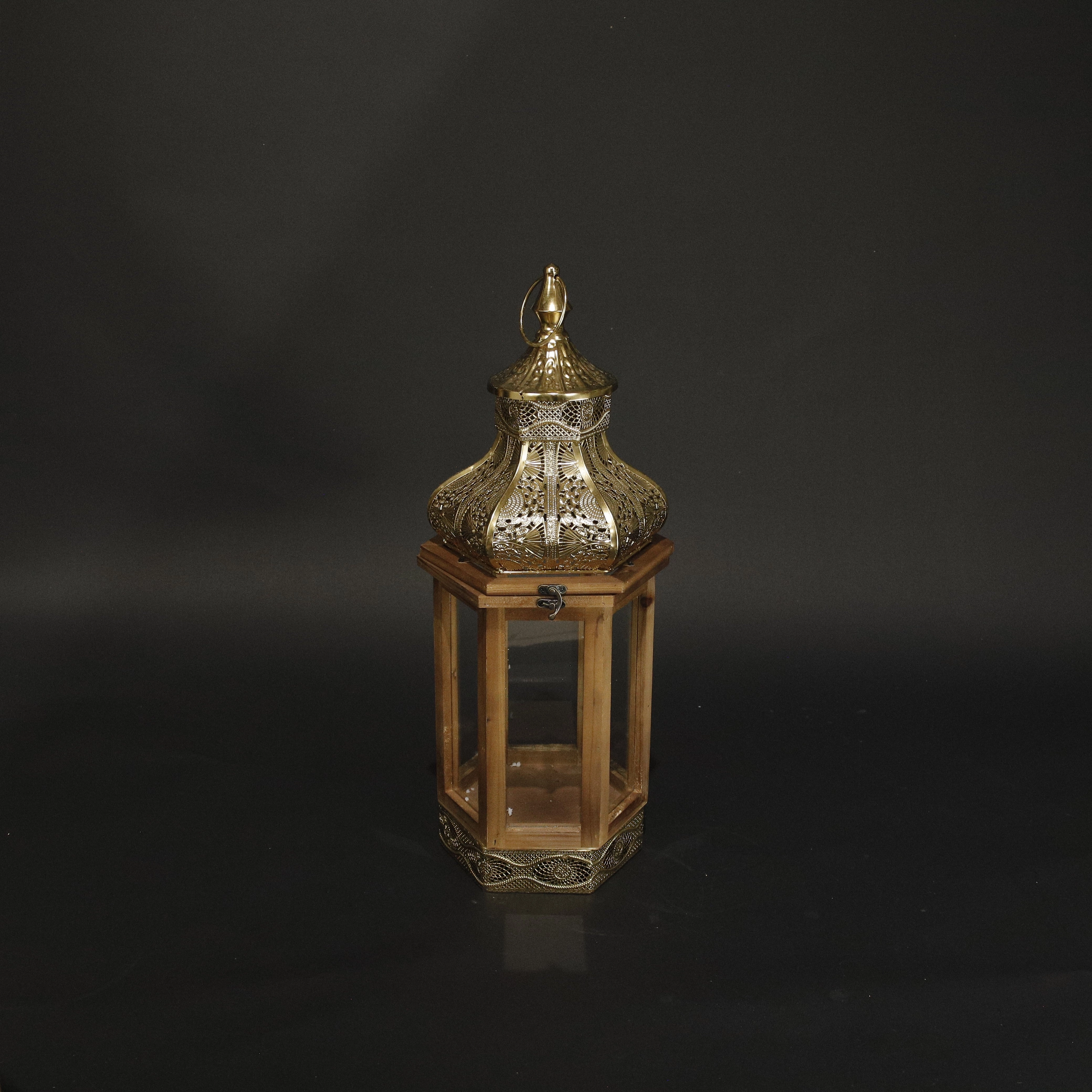 HHD11114 - S Brushed Gold Hexagon Lantern Metal Home Decor collection