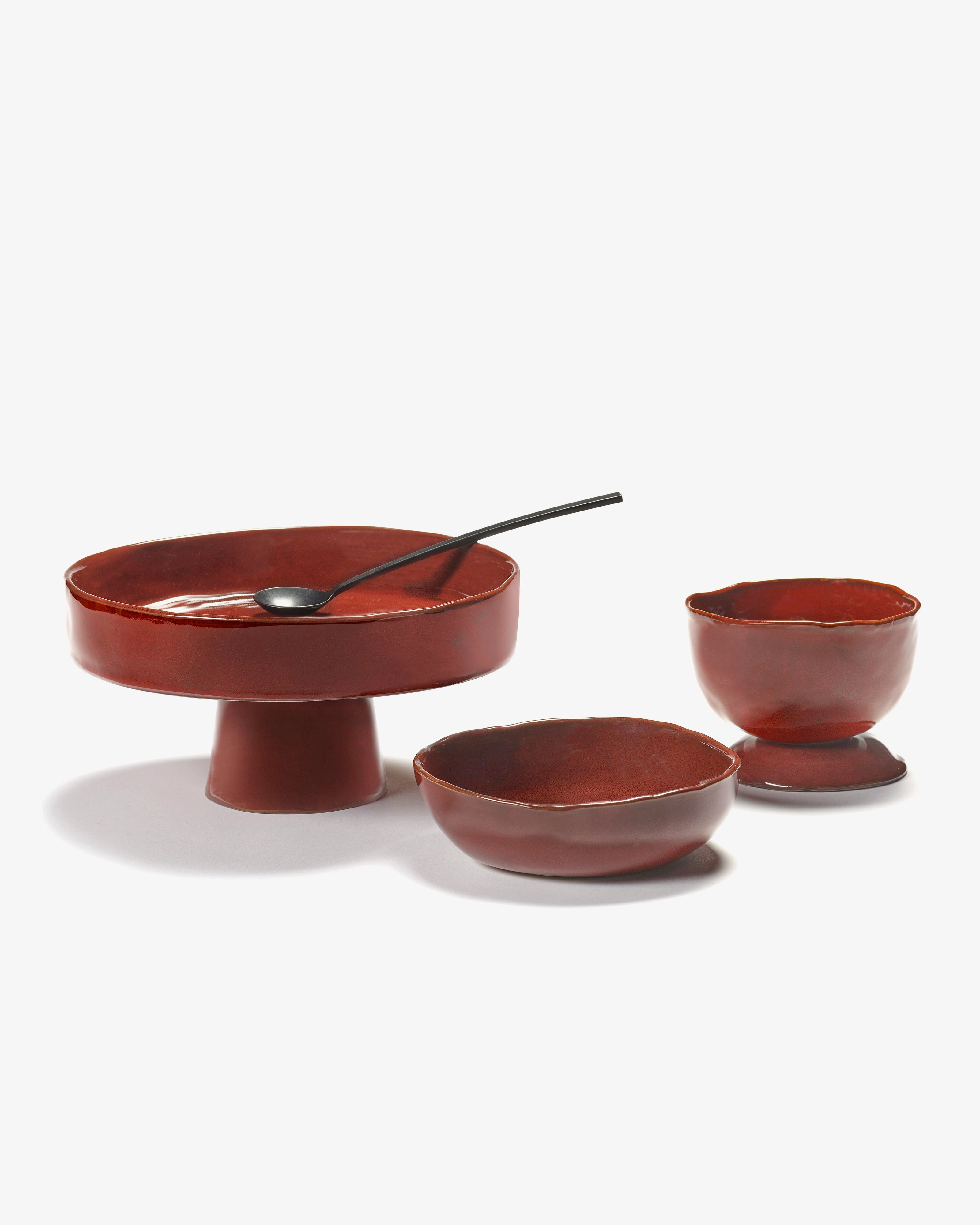 High breakfastbowl on foot venetian red La Mre