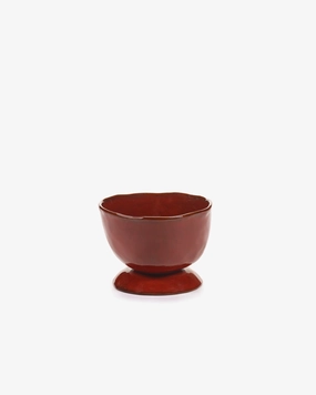 High breakfastbowl on foot venetian red La Mre Dinnerware tableware outlet
