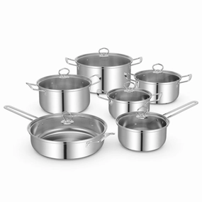 Hivvago 12 Piece Pots and Pans Set with Tempered Glass Lids and Handles Cookware online kitchen sale