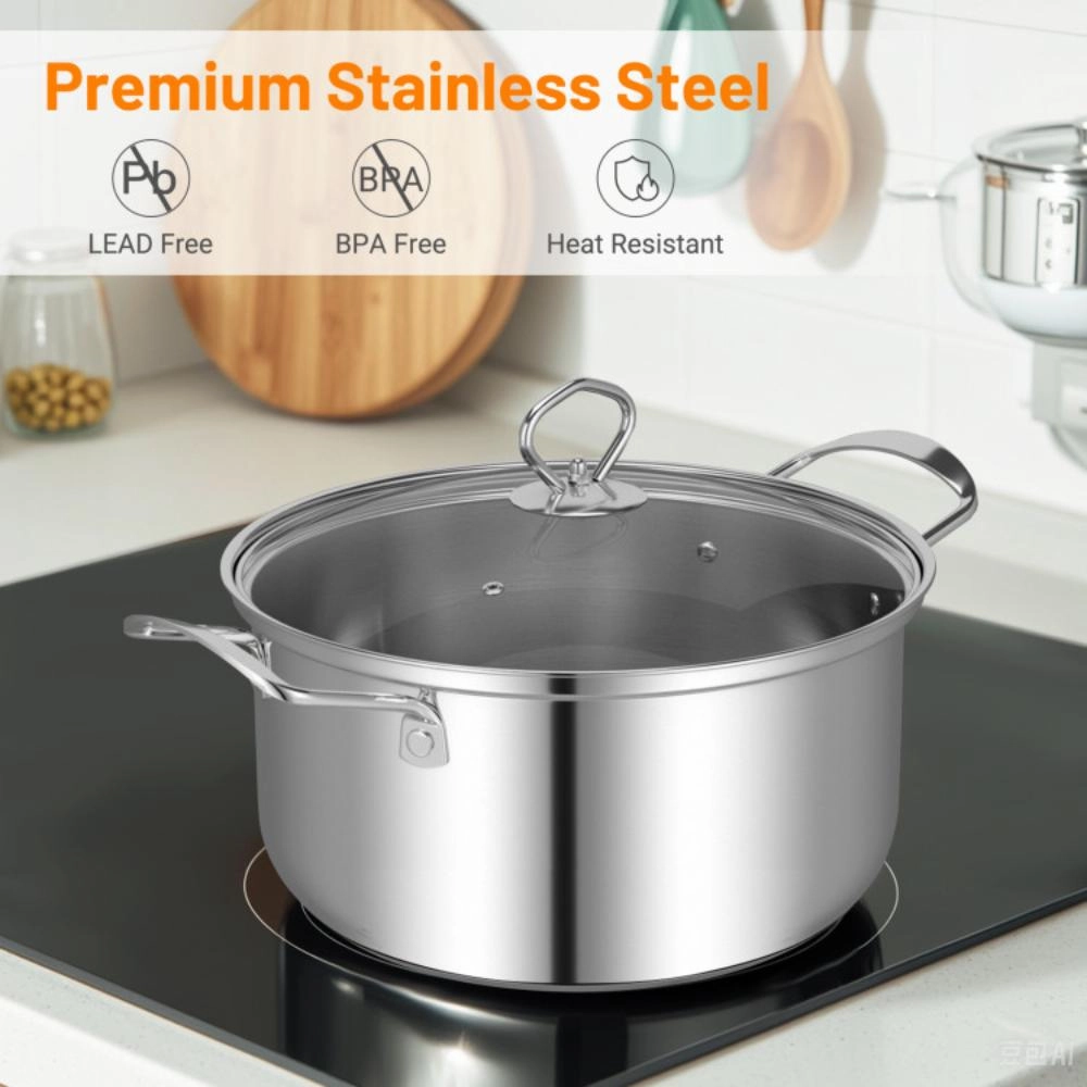 Hivvago 12 Piece Pots and Pans Set with Tempered Glass Lids and Handles