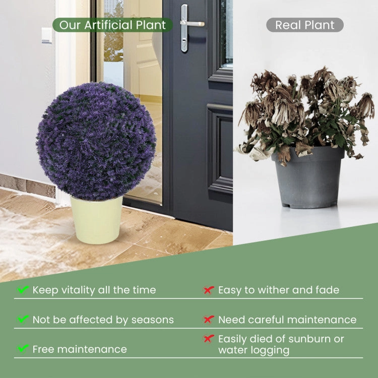 Hivvago 15 Inch Round Artificial Plant Boxwood Topiary Balls Set of 2 for Indoor Outdoor