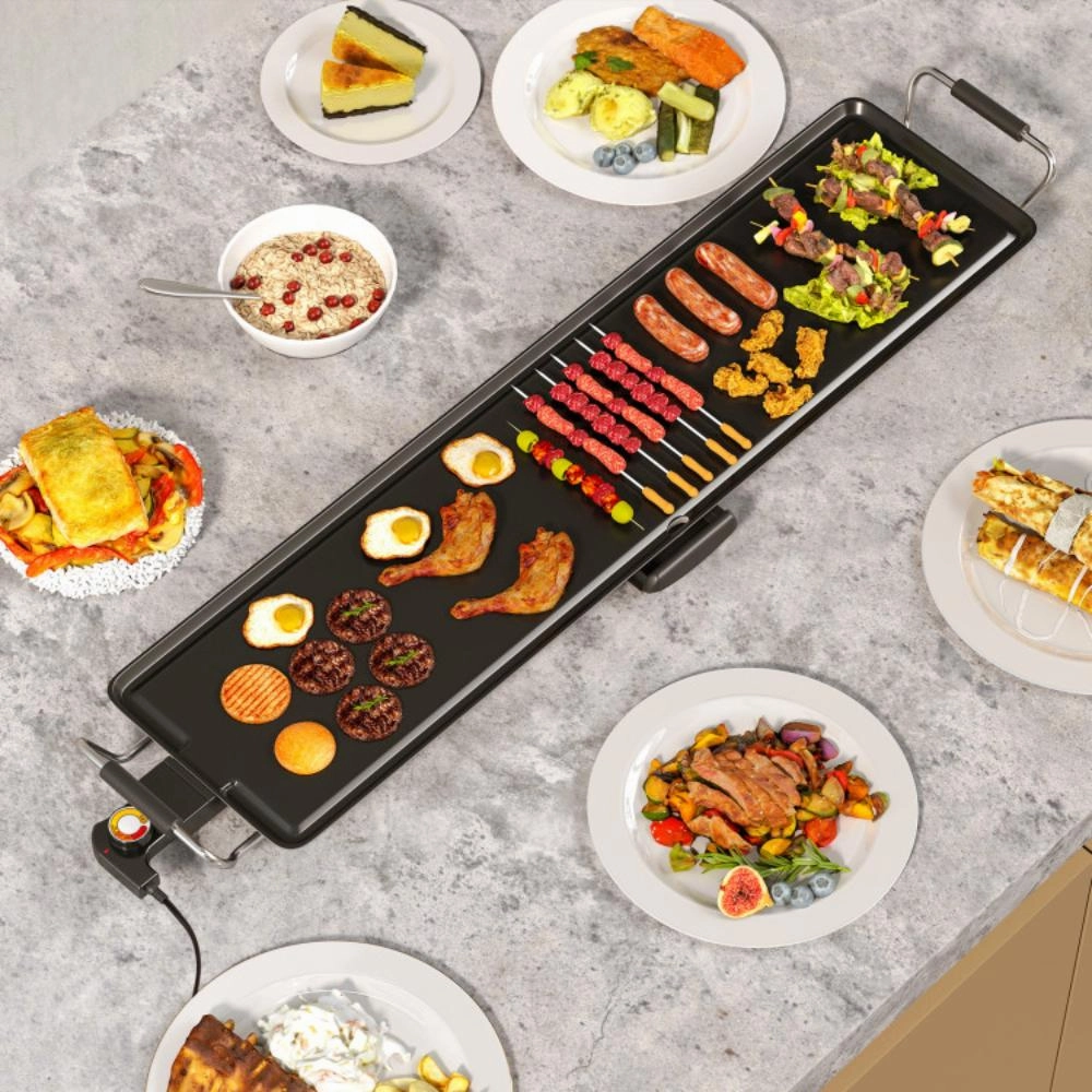 Hivvago 35 Inch Extra Large Electric Griddle with Adjustable Temperature Thermostats and Drip Tray