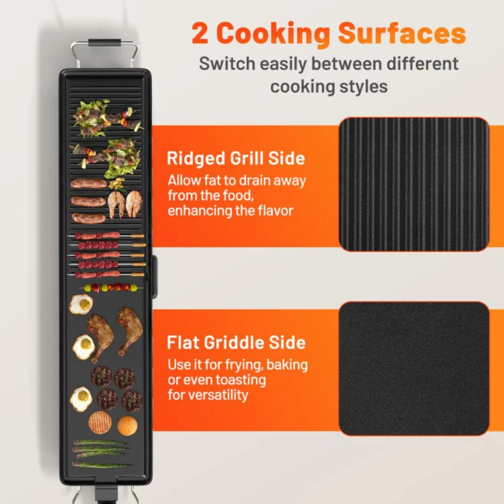 Hivvago 39.5 Inch Extra Large Electric Griddle with 2 Cooking Surface and Adjustable Temperatures