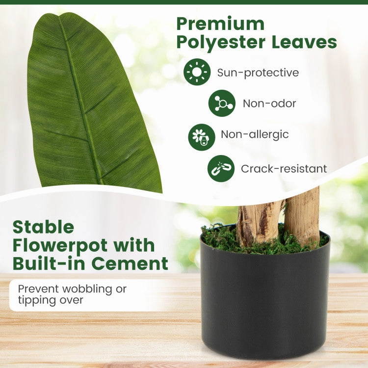 Hivvago 5.3 Feet Tall Bird of Paradise Artificial Plant Faux Banana Leaf Tree