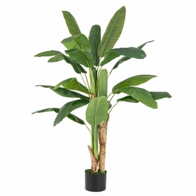 Hivvago 5.3 Feet Tall Bird of Paradise Artificial Plant Faux Banana Leaf Tree Faux Florals home florals discount