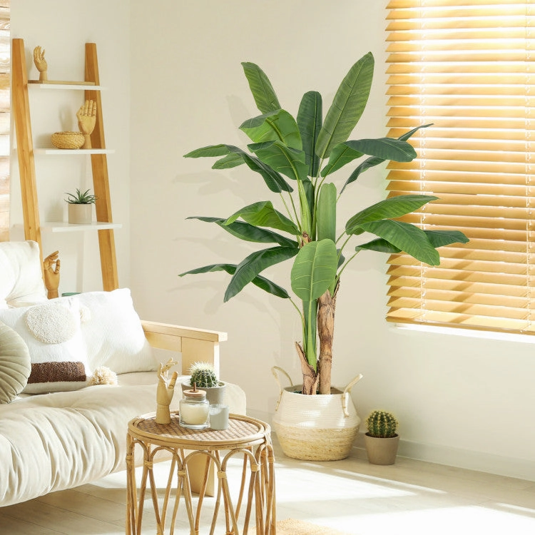Hivvago 5.3 Feet Tall Bird of Paradise Artificial Plant Faux Banana Leaf Tree