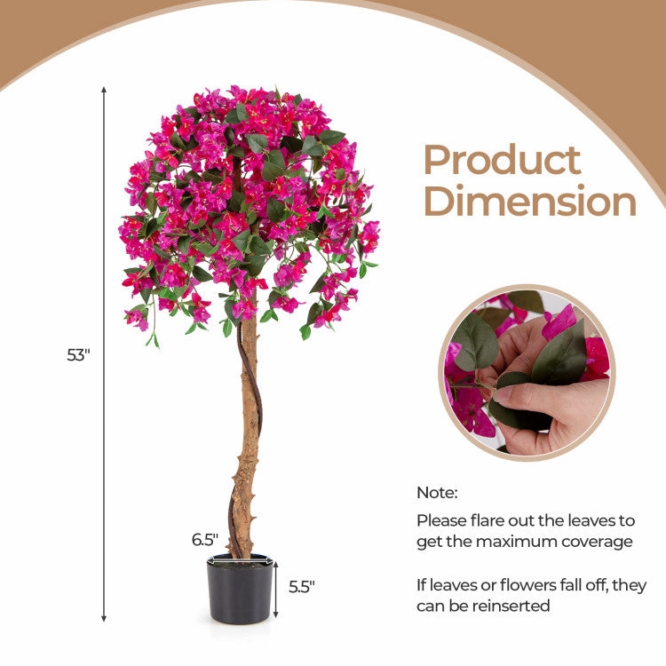 Hivvago Set of 2 4.5 Feet Artificial Azalea Tree with Cement Pot-Red
