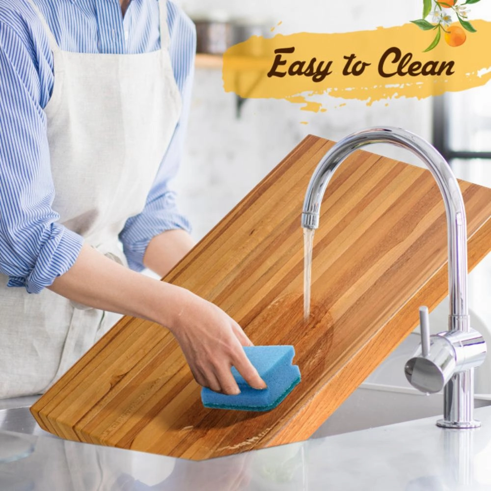 Hivvago Teak Wood Cutting Board Extra Large 24 Inch Reversible Cutting Board with Handle