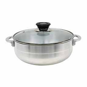 Home Basics 10.3 Liter Basics Aluminum Caldero with Glass Lid, Satin Nickel Cookware holiday sale