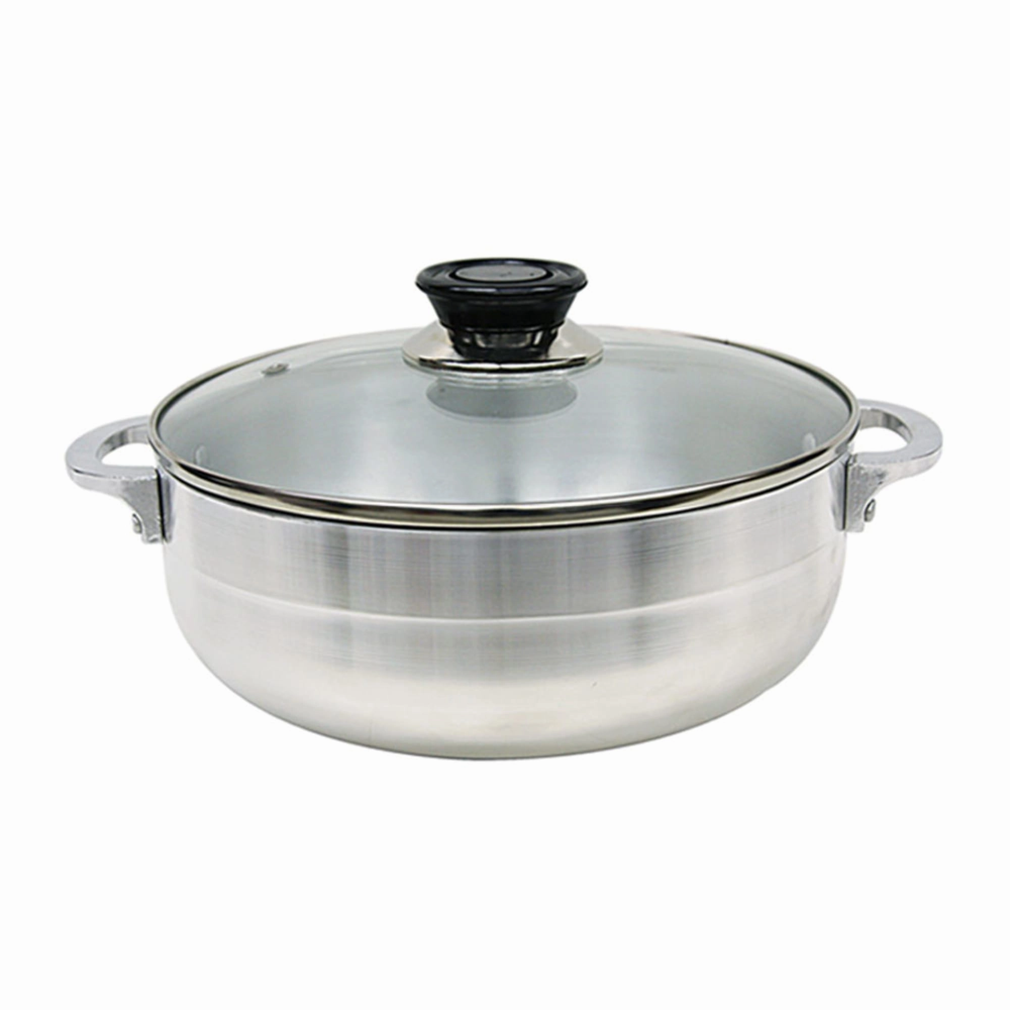 Home Basics 10.3 Liter Basics Aluminum Caldero with Glass Lid, Satin Nickel Cookware holiday sale