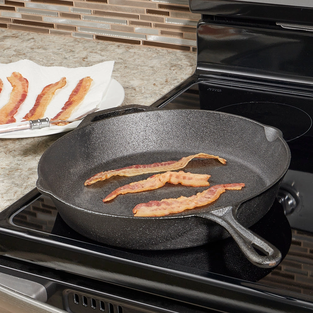 Home Basics 12-inch Pre-Seasoned Cast Iron Skillet with Pour Spouts