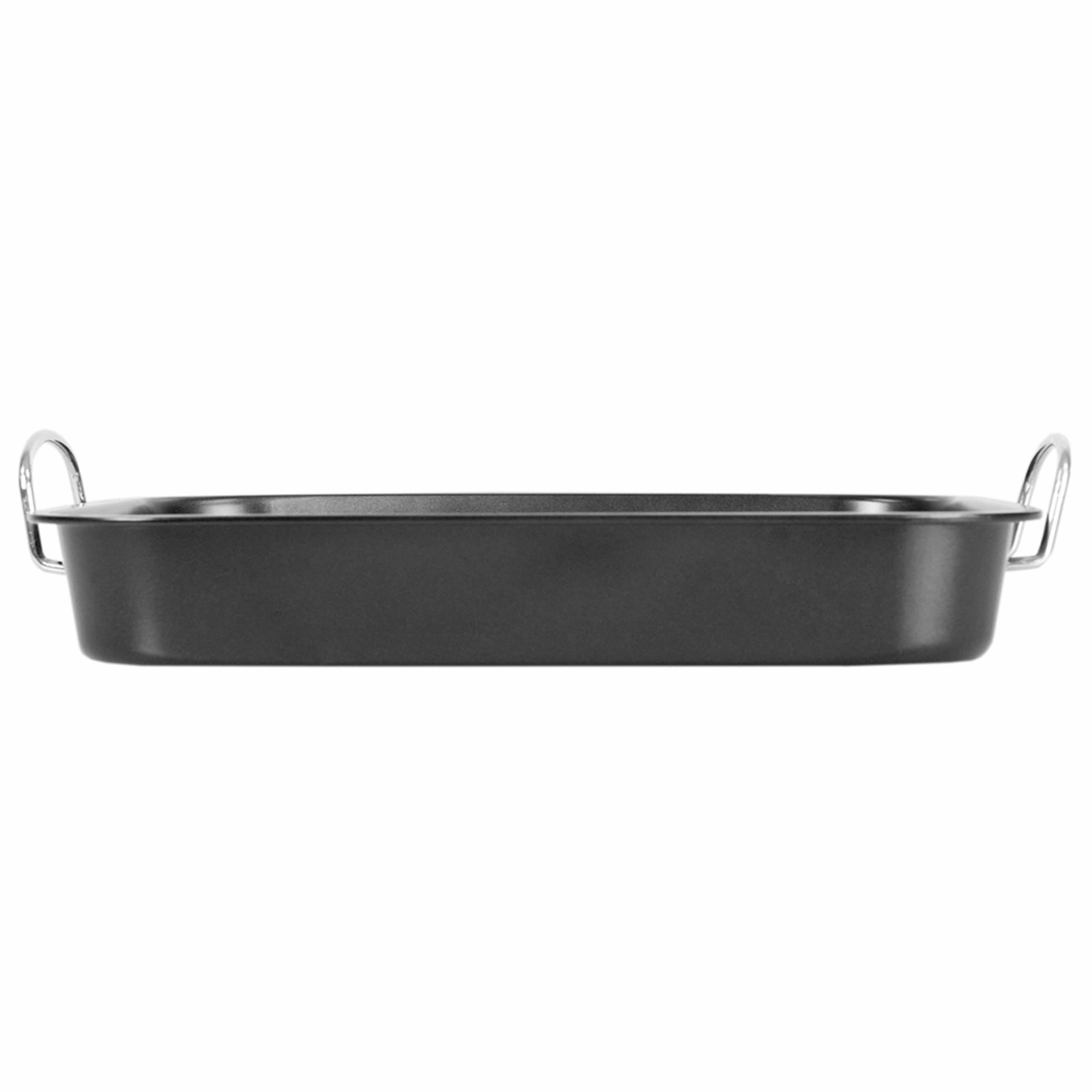 Home Basics Roast Pan with Grill Rack, Grey