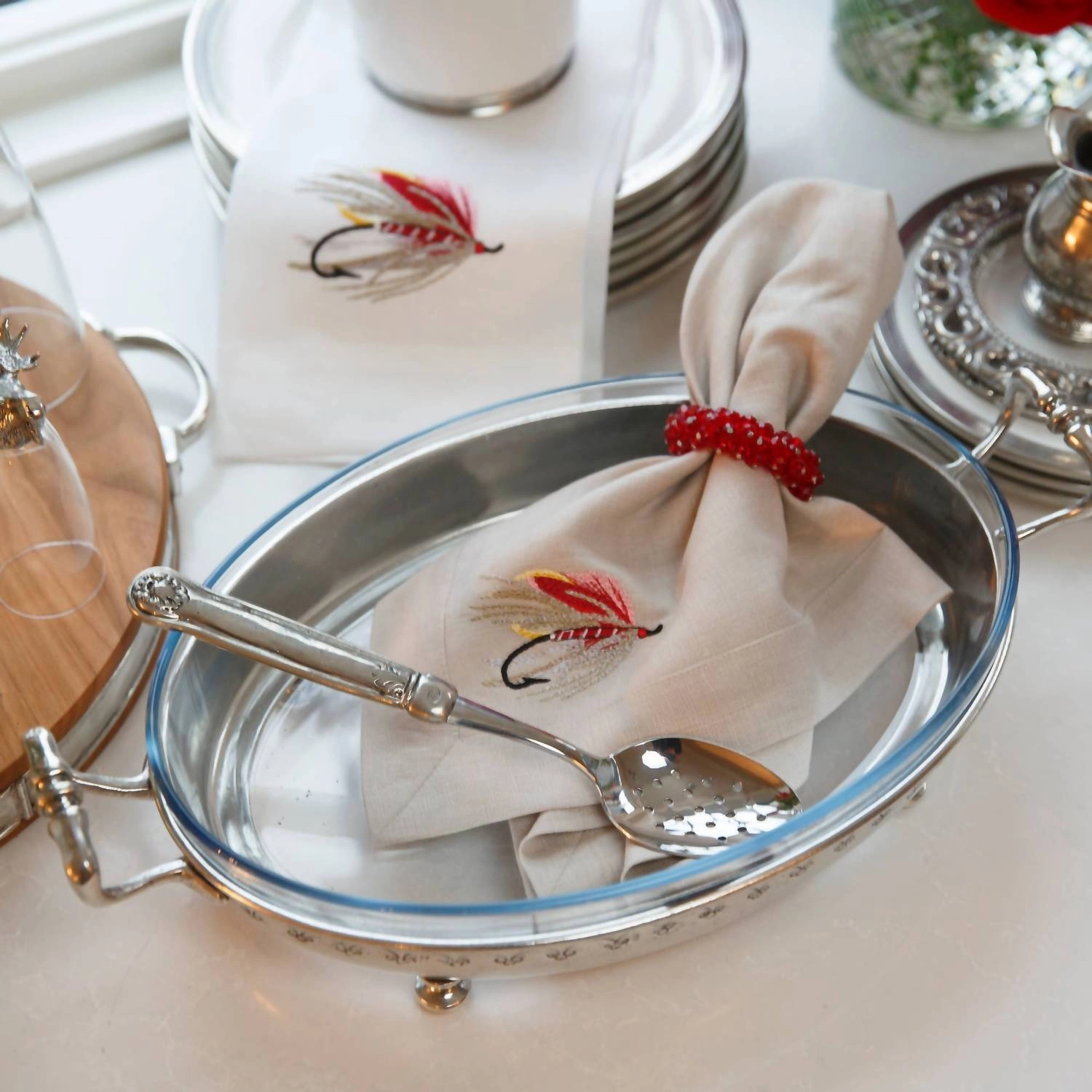 Hotel Slotted Spoon In Silver
