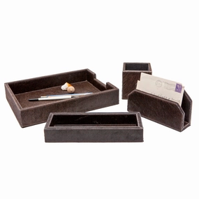 Hyde Hair-On-Hide Desk Accessory Set (Brown) Home Decor Office Organization Convenient shopping
