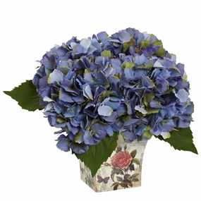 Hydrangea With Floral Planter Faux Florals cheap bouquet decor