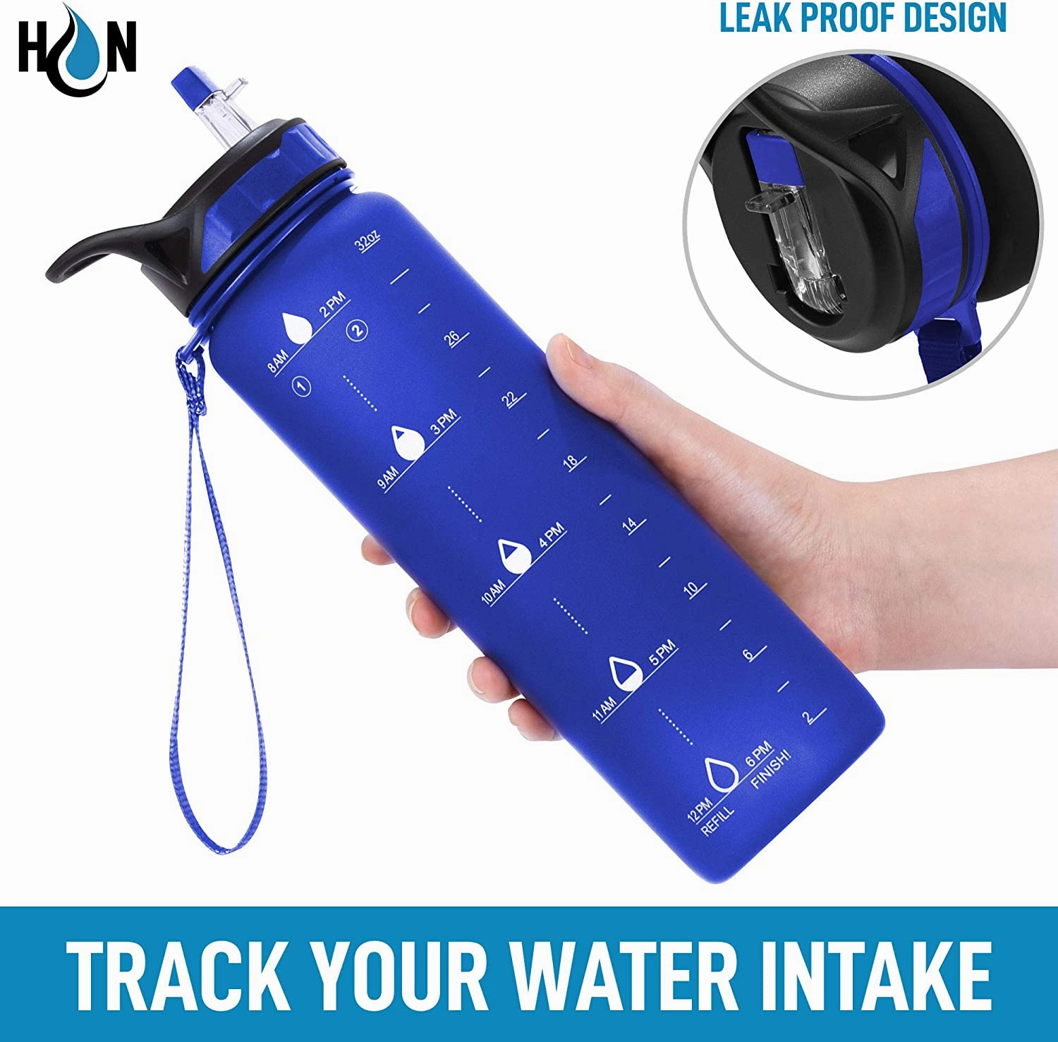 Hydration Nation Water Bottle With Time Marker 32 oz