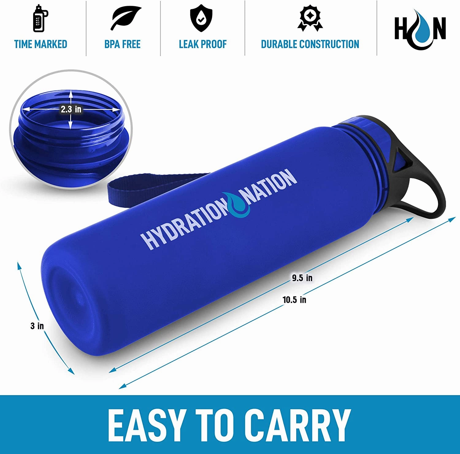 Hydration Nation Water Bottle With Time Marker 32 oz