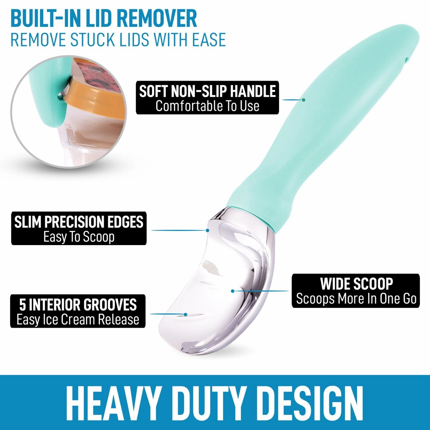 Ice Cream Scooper With Built-in Lid Opener