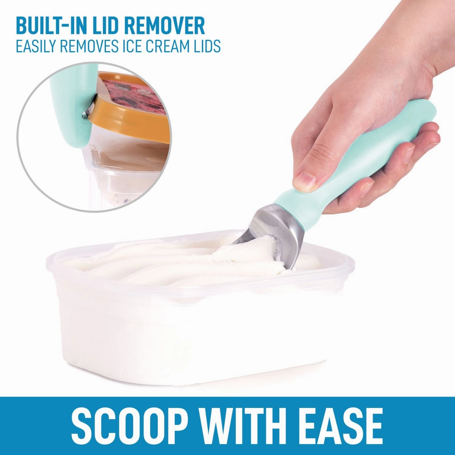 Ice Cream Scooper With Built-in Lid Opener