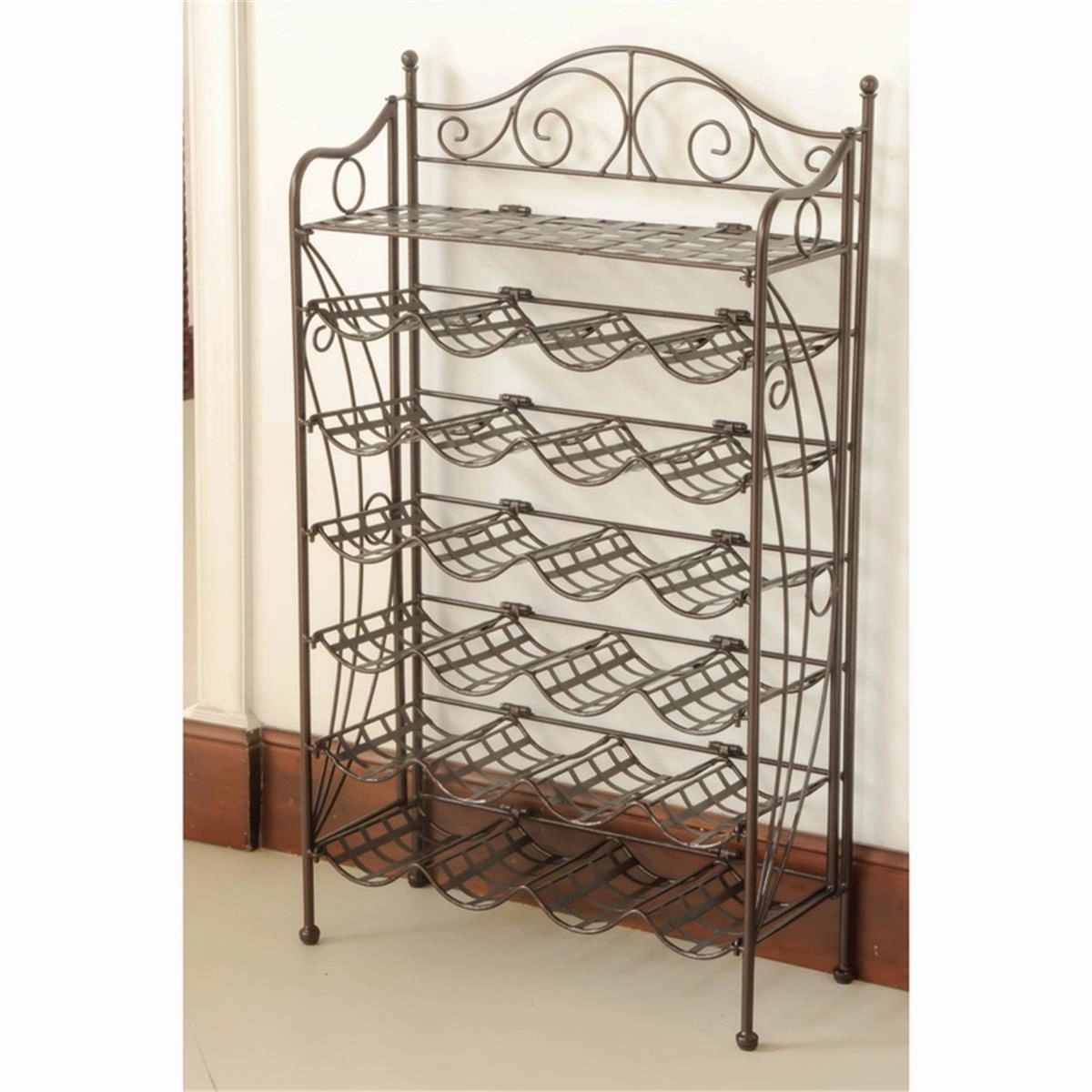 International Caravan 3462-RT-BN Iron 24-Bottle Wine Rack, Rustic Brown