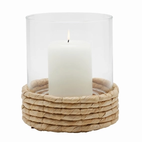 Iona Natural Semi Bleached Abaca Large Hurricane Candle Holder Set/2 Candle Holders discount collection