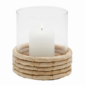 Iona Natural Semi Bleached Abaca Small Hurricane Candle Holder Set/2 Candle Holders discount collection