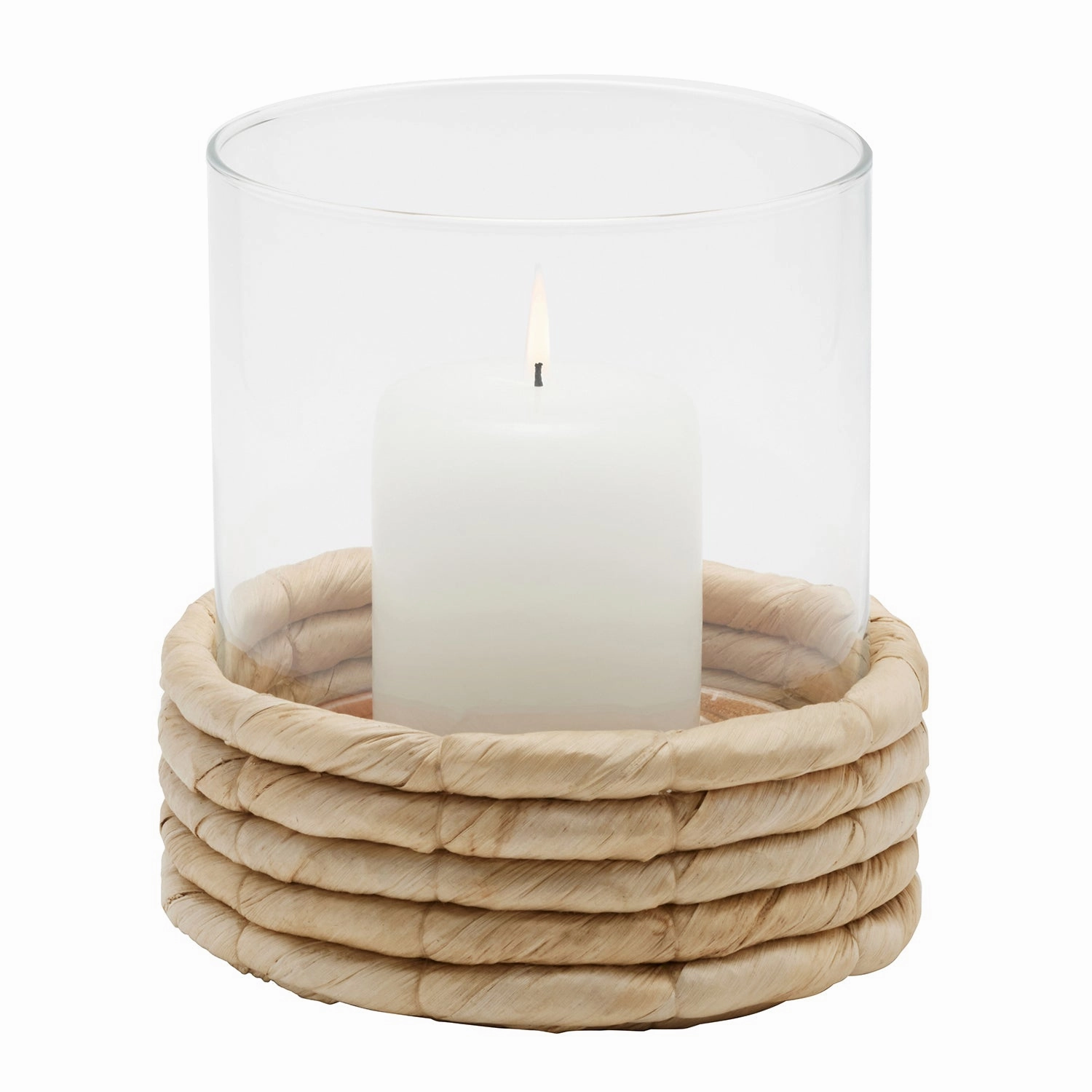 Iona Natural Semi Bleached Abaca Small Hurricane Candle Holder Set/2 Candle Holders discount collection