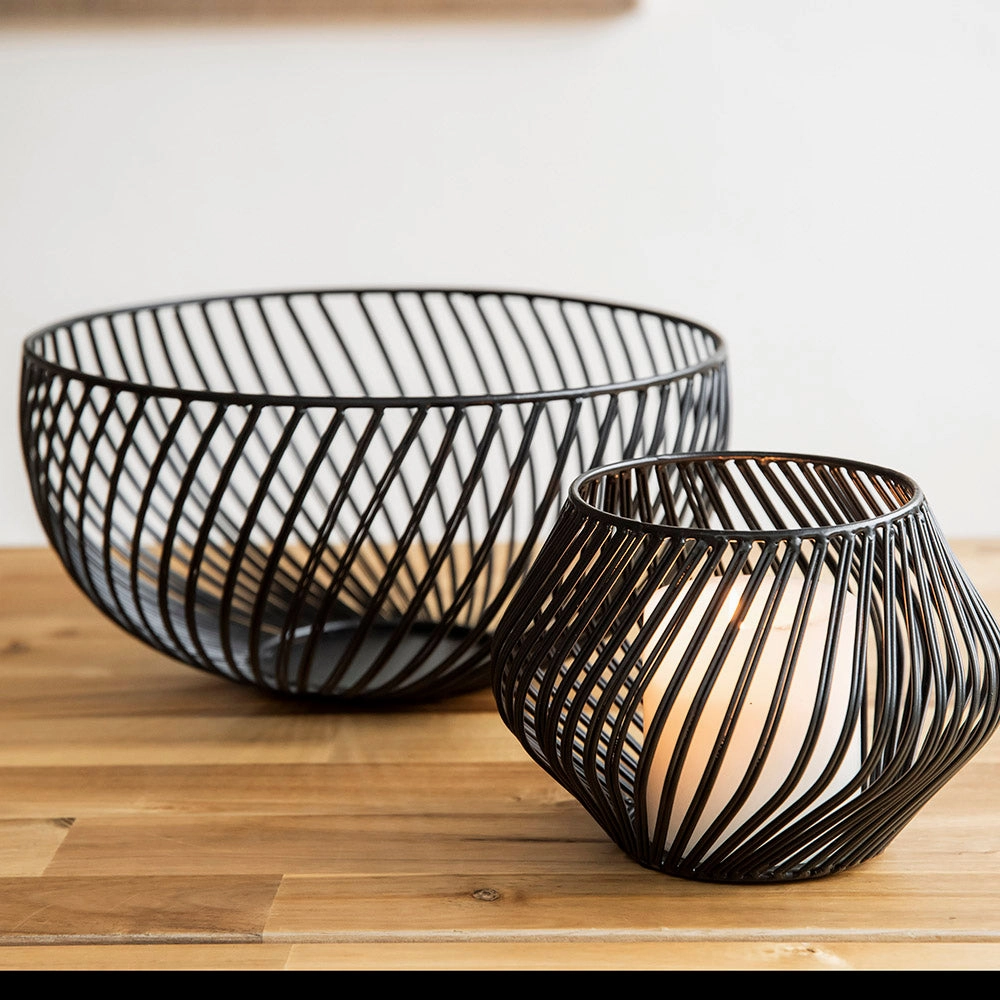 Iron Fruit Bowl Matte Black Swirl