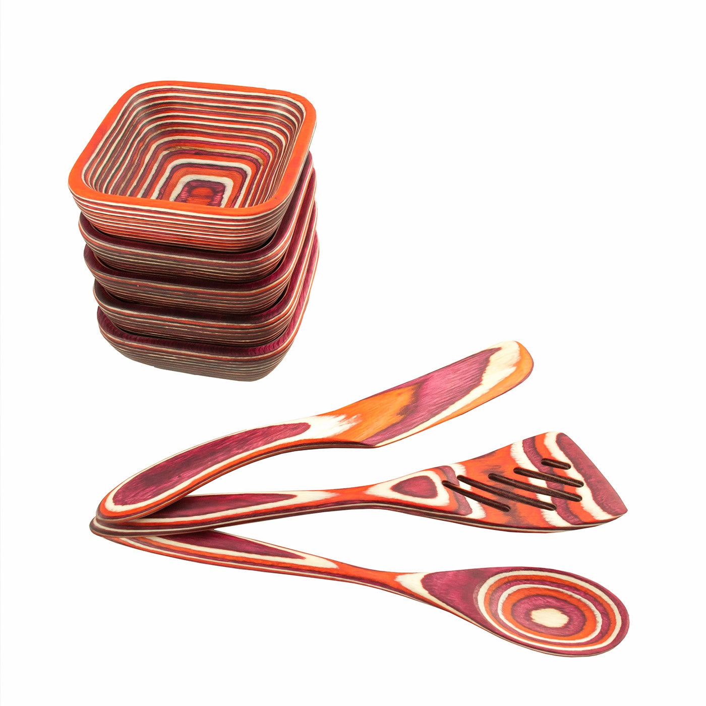 Island Bamboo Red Pakkawood Square Pinch Bowl