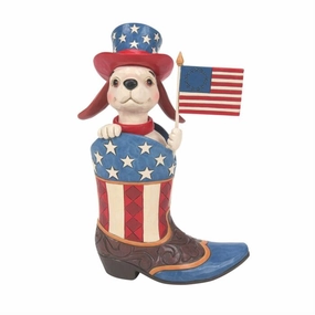 Jim Shore Boot with Dog Holding Flag Figurine Figurines home decor discount