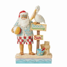 Jim Shore Coastal Santa with Sign and Pelican Figurines home decor discount