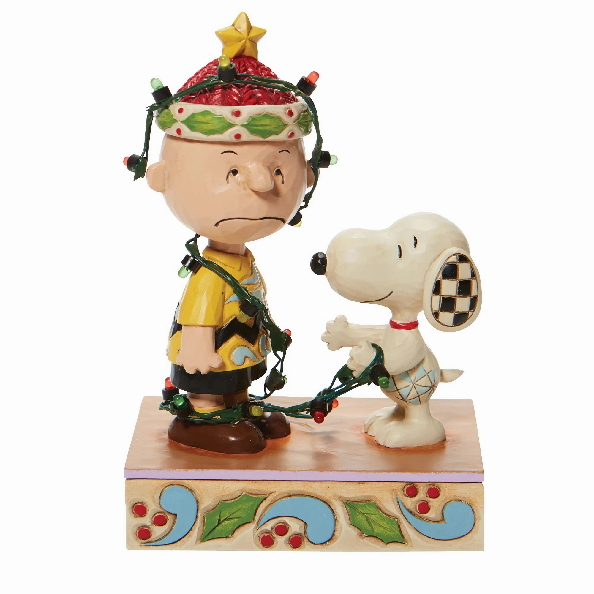 Jim Shore Light-Up Charlie Brown Tangled in Lights