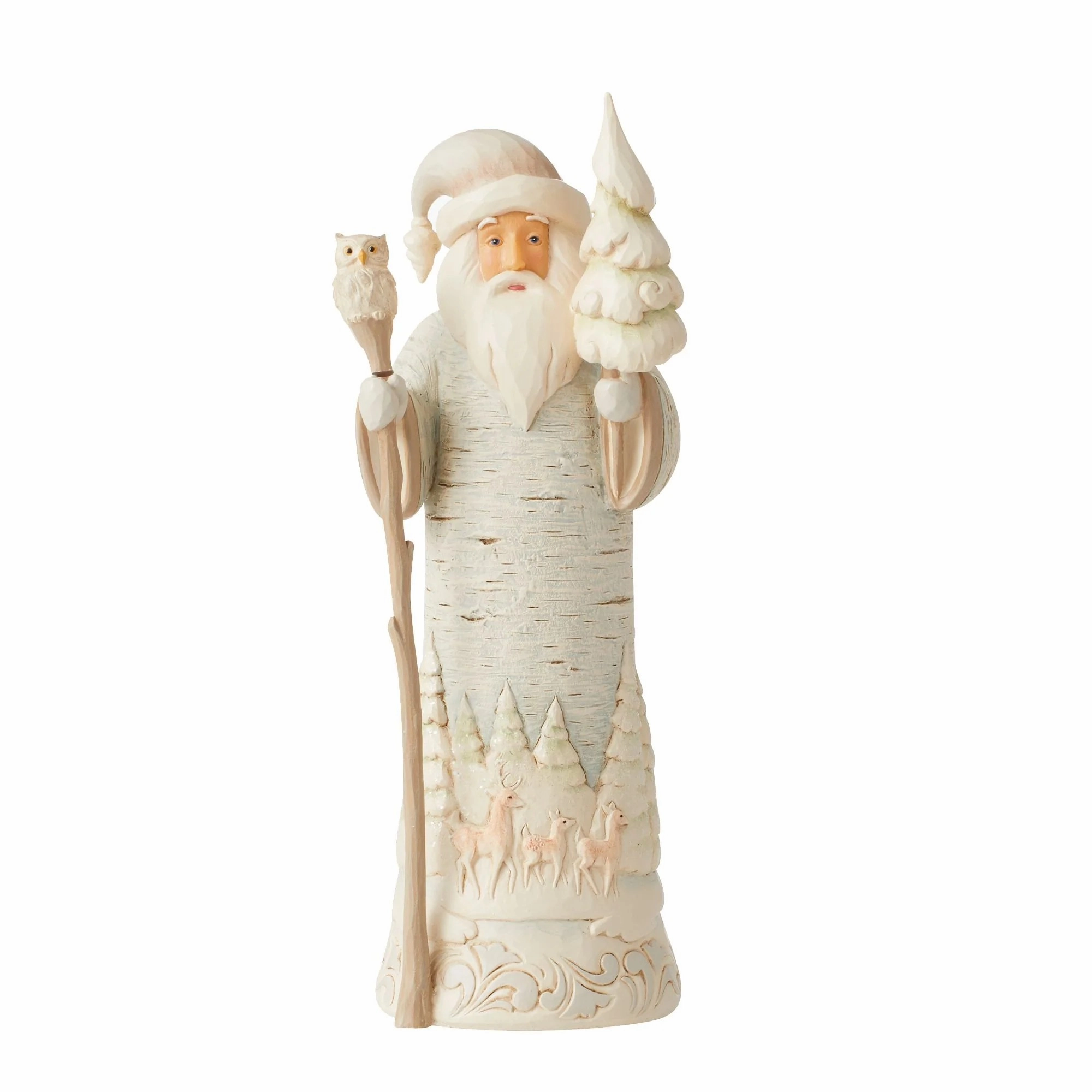 Jim Shore White Woodland Birch Bark Santa Figurines home decor discount