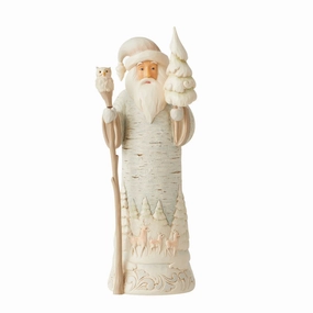 Jim Shore White Woodland Birch Bark Santa Figurines home decor discount