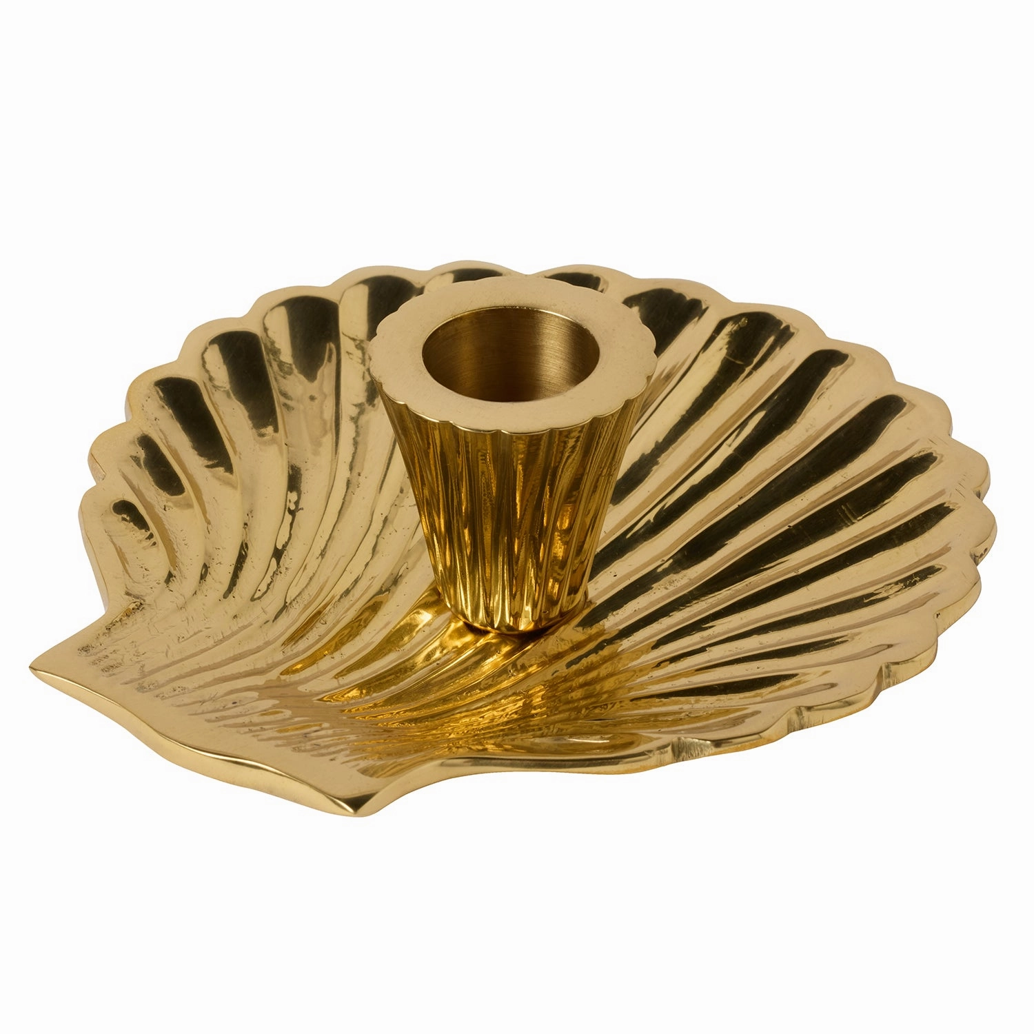 Jovie Polished Gold Candle Holder Set/2