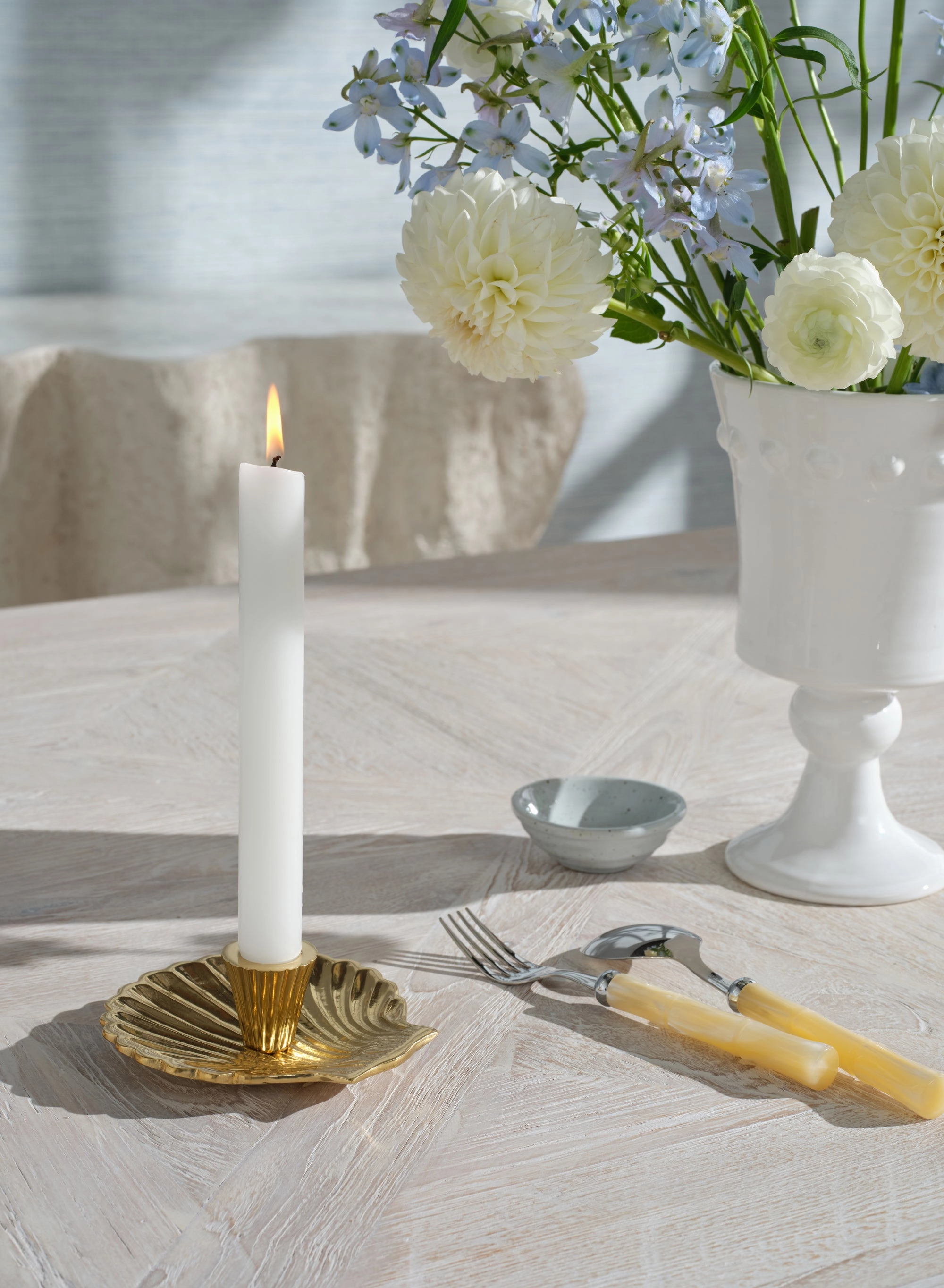 Jovie Polished Gold Candle Holder Set/2