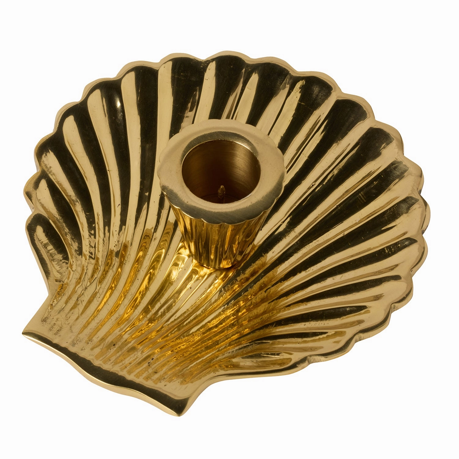 Jovie Polished Gold Candle Holder Set/2