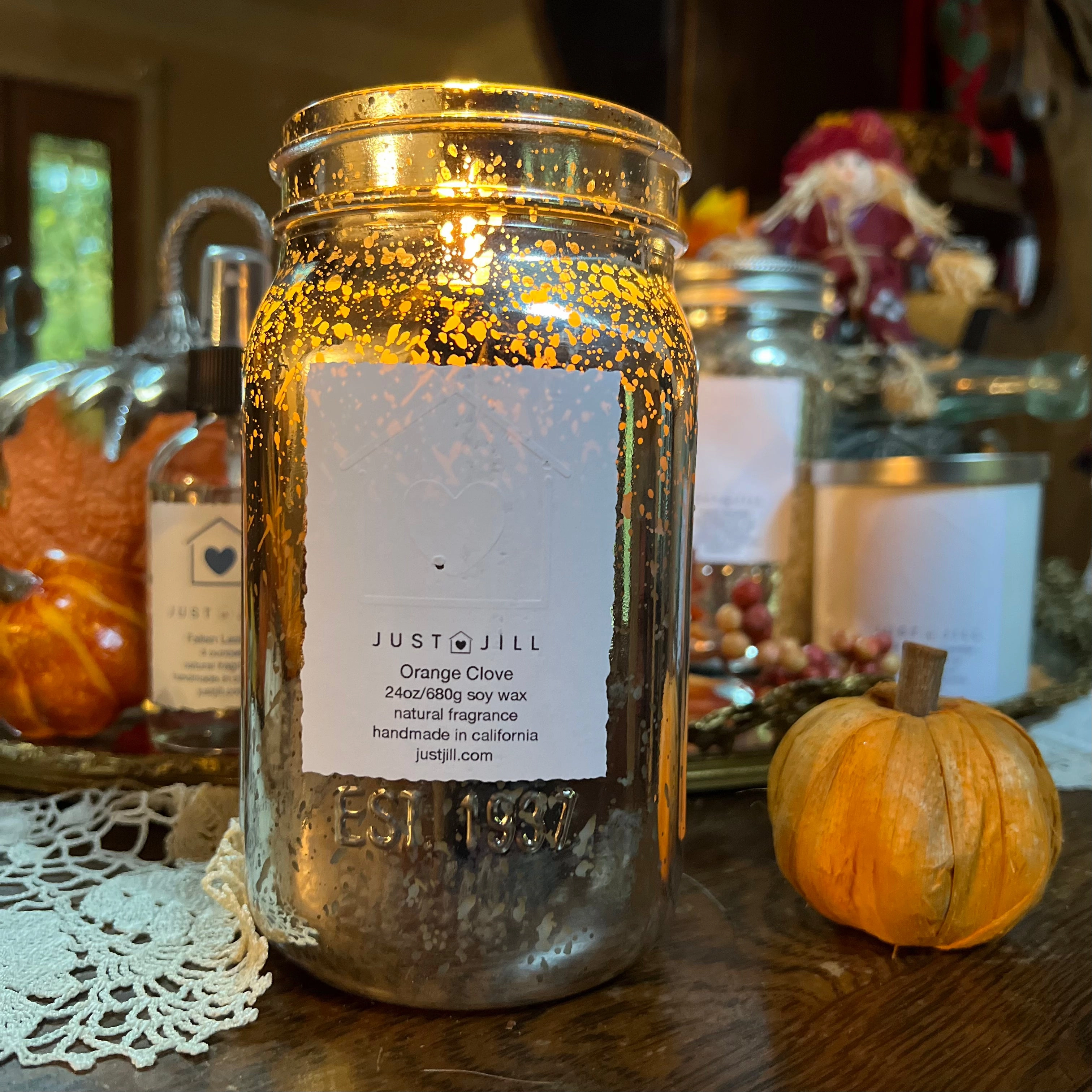 Just Jill Orange Clove Mason Jar Candle 24 oz