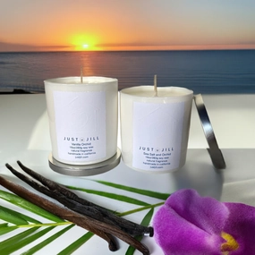Just Jill Scented Candles-Sea Salt and Orchid and Vanilla Orchid (2 pack) Home Decor Candles and Home Fragrances fast delivery