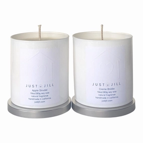 Just Jill Scented Set of Apple Strudel and Creme Brulee (2-pack) Home Decor Candles and Home Fragrances fast delivery
