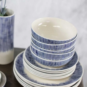 Karuma Cereal bowl, D15cm, blue and white Serving Bowls Entertaining Set