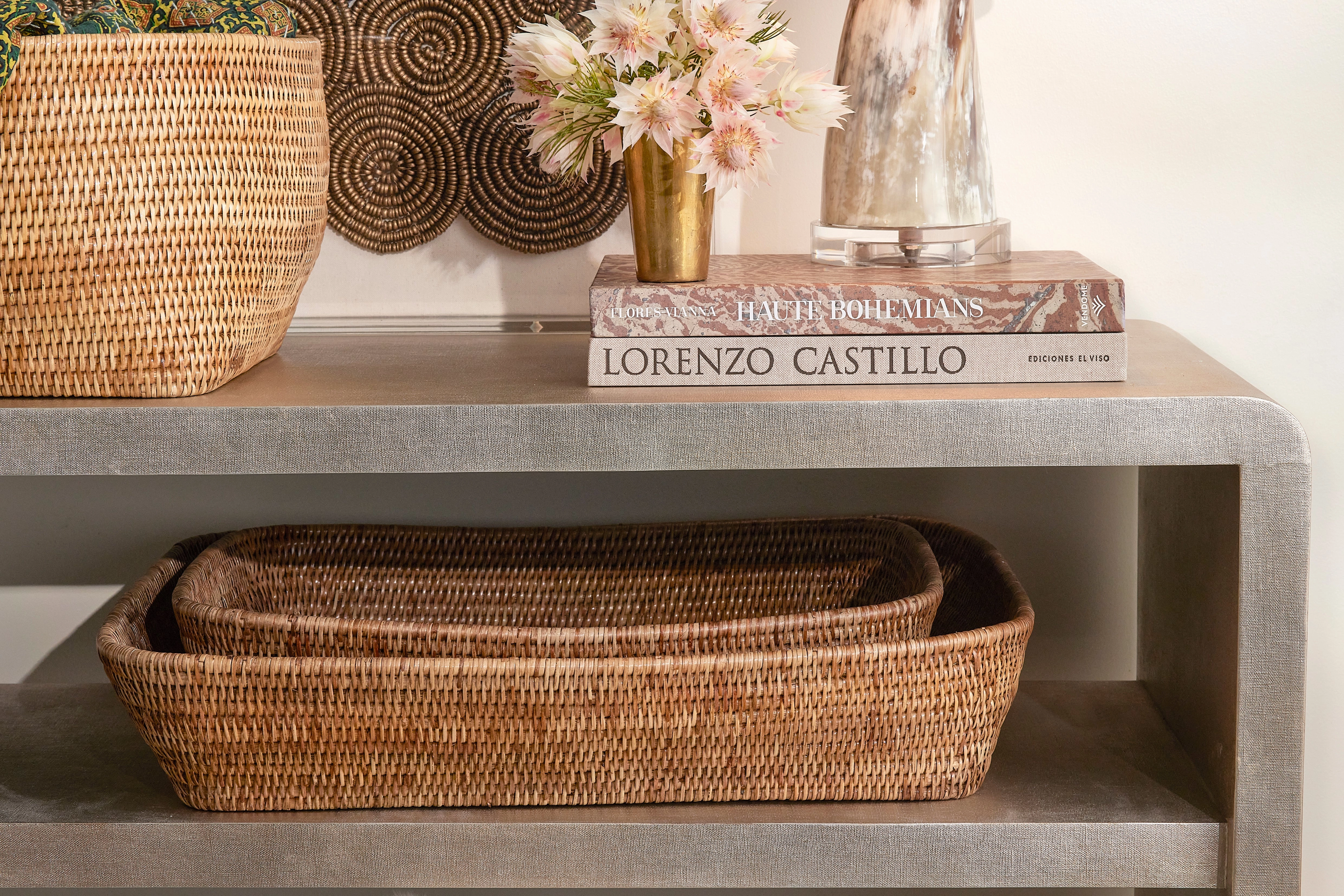 Kazan Natural Rectangular Rattan Nested Baskets Set/2