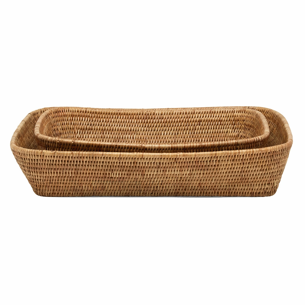Kazan Natural Rectangular Rattan Nested Baskets Set/2