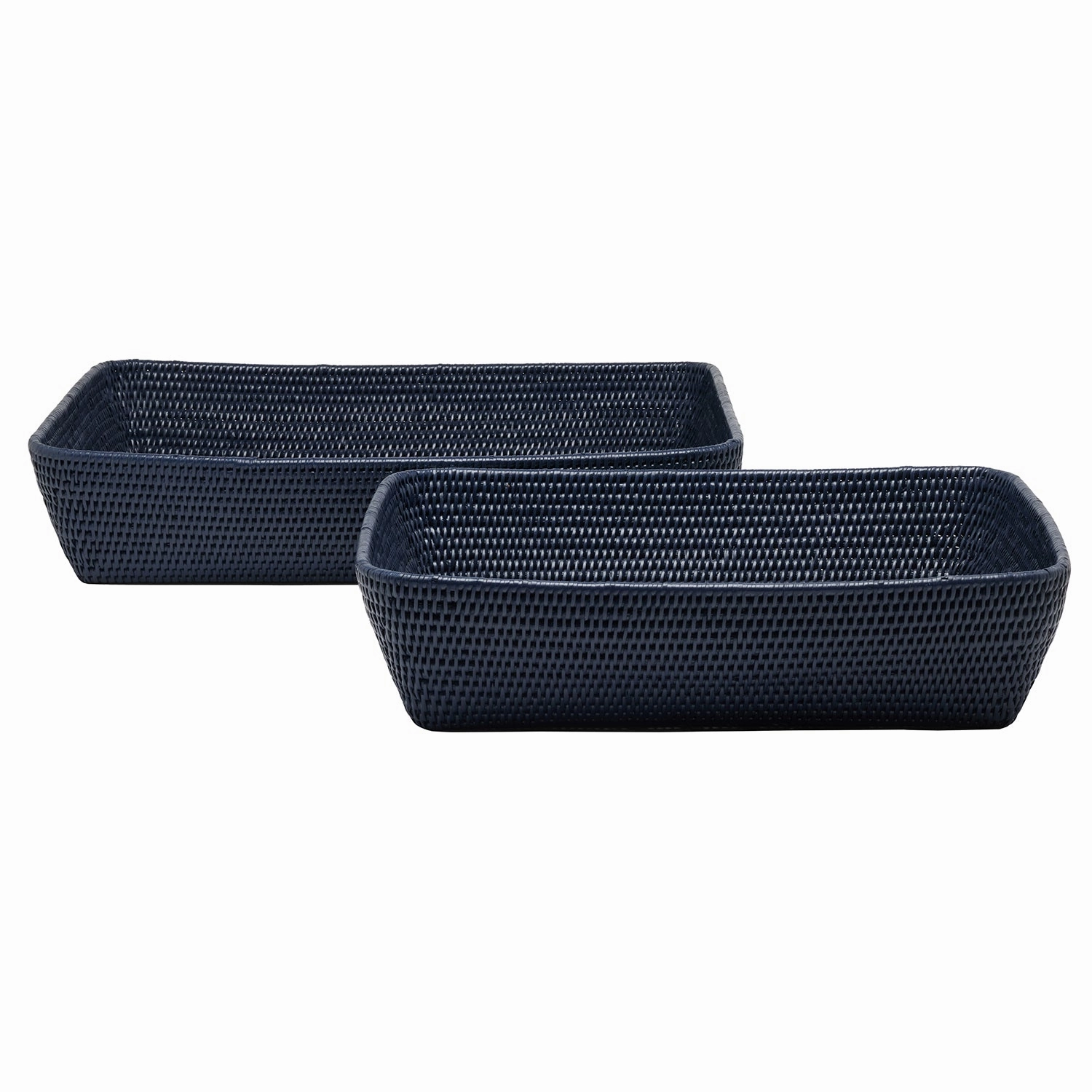 Kazan Rattan Nested Rectangle Storage Baskets Set of 2 (Midnight Blue) Decorative Baskets clearance deals