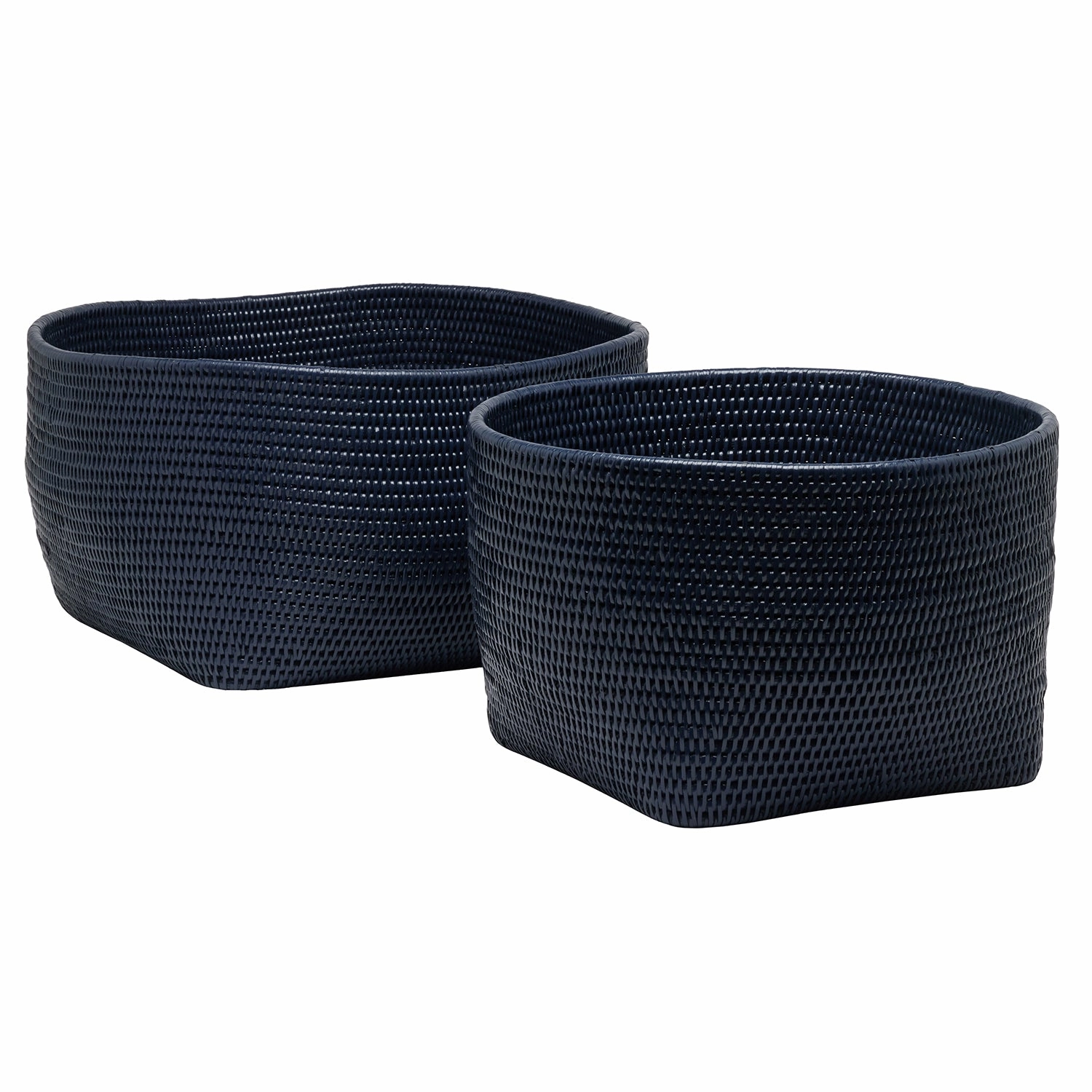 Kazan Rattan Nested Round Storage Baskets Set of 2 (Midnight Blue) Decorative Baskets clearance deals