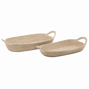 Kendari Natural White/Natural Seagrass Nested Oval Baskets Set/2 Decorative Baskets clearance deals