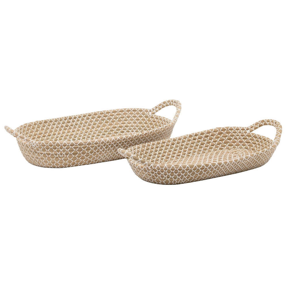 Kendari Natural White/Natural Seagrass Nested Oval Baskets Set/2 Decorative Baskets clearance deals